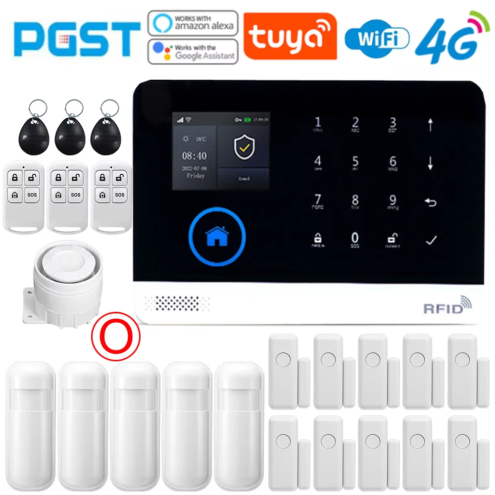 Smart Home Automation Kit - PGST Hausalarmsystem, WLAN-Sicherheitsalarm, Diebstahlschutz mit Tür-Bewegungssensor,