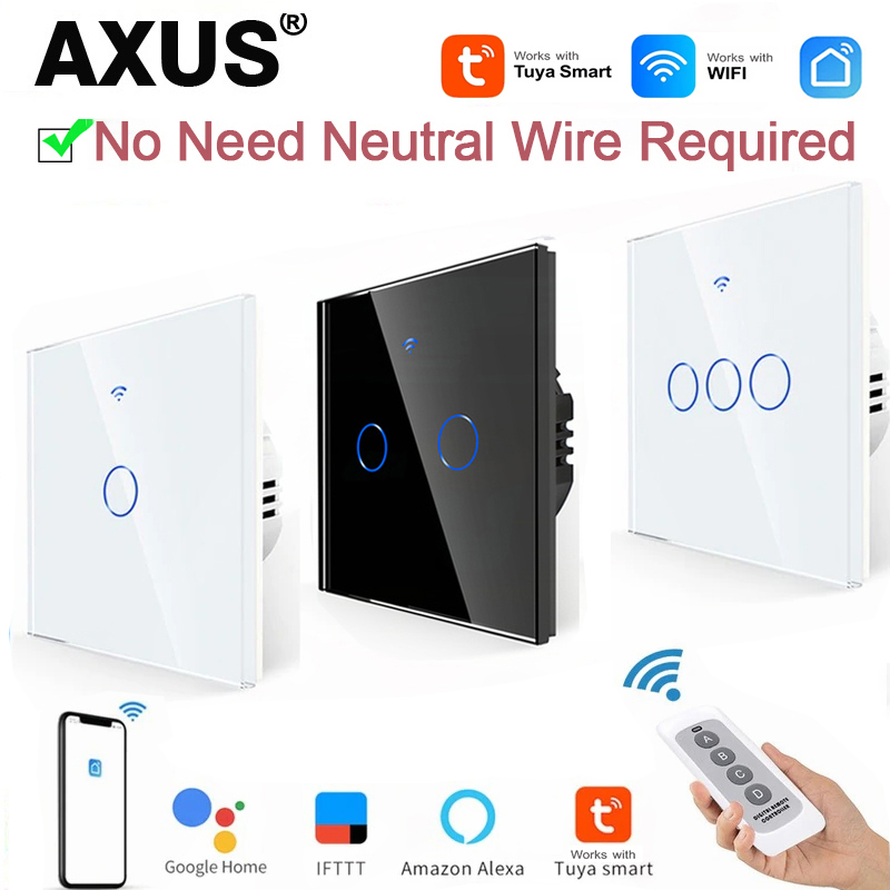 Smart Light Switch Wifi - AXUS EU WLAN-Smart-Lichtschalter ohne Neutralleiter, Touch-Schalter
