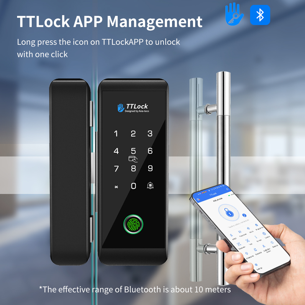 Smart Door Lock Wifi - TTLOCK Smart Glass Schloss Fingerabdruckerkennung 13,56